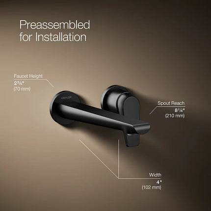 Kohler Avid Wall-mount bathroom sink faucet, 1.2 gpm K-97358-4-BL - Plumbing Market