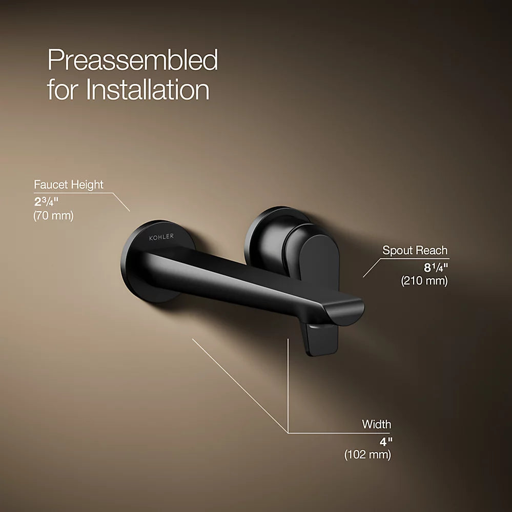 Kohler Avid Wall-mount bathroom sink faucet, 1.2 gpm K-97358-4-BL - Plumbing Market