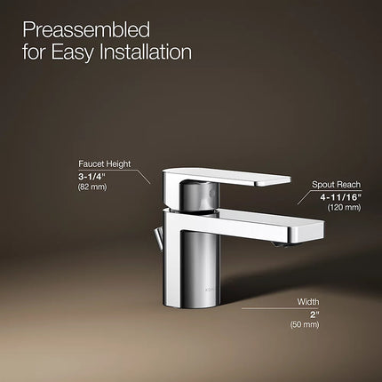 Kohler Parallel Low single-handle bathroom sink faucet, 0.5 gpm K-24804-4N-CP - Plumbing Market