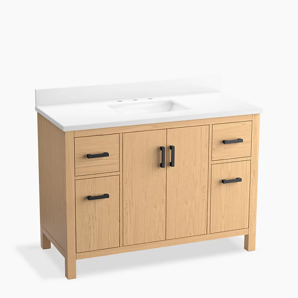 Kohler Kresla 48" bathroom vanity cabinet with sink and quartz top K-40640-BD1-WEK - Plumbing Market