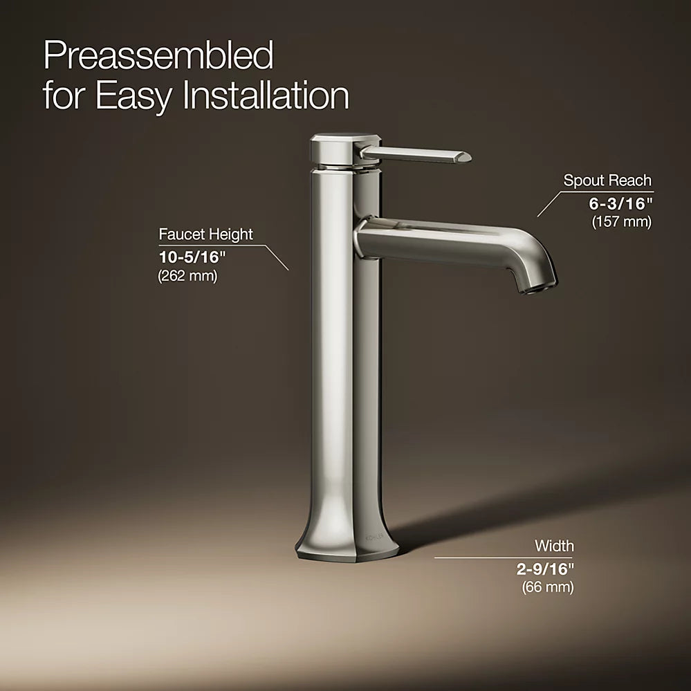 Kohler Occasion Tall single-handle bathroom sink faucet, 1.2 gpm K-27003-4-SN - Plumbing Market