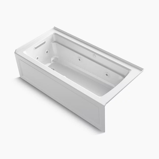 Kohler Archer 66" x 32" alcove Heated BubbleMassage air bath and whirlpool, left drain K-1949-XGHLA-0 - Plumbing Market