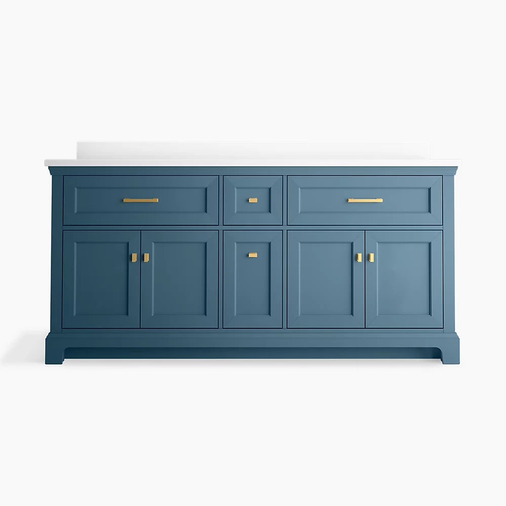 Kohler Charlemont 72" bathroom vanity cabinet with sinks and quartz top K-29264-BD1-TDB - Plumbing Market