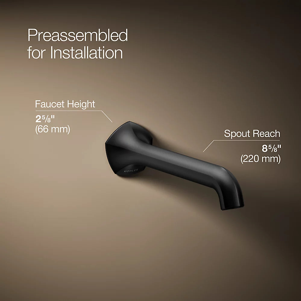 Kohler Occasion Wall-mount bathroom sink faucet spout with Straight design, 1.2 gpm K-T27011-ND-BL - Plumbing Market