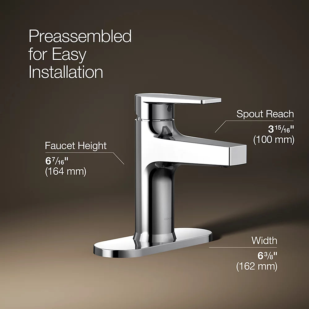 Kohler Taut Single-handle bathroom sink faucet, 1.2 gpm K-74021-4-CP - Plumbing Market