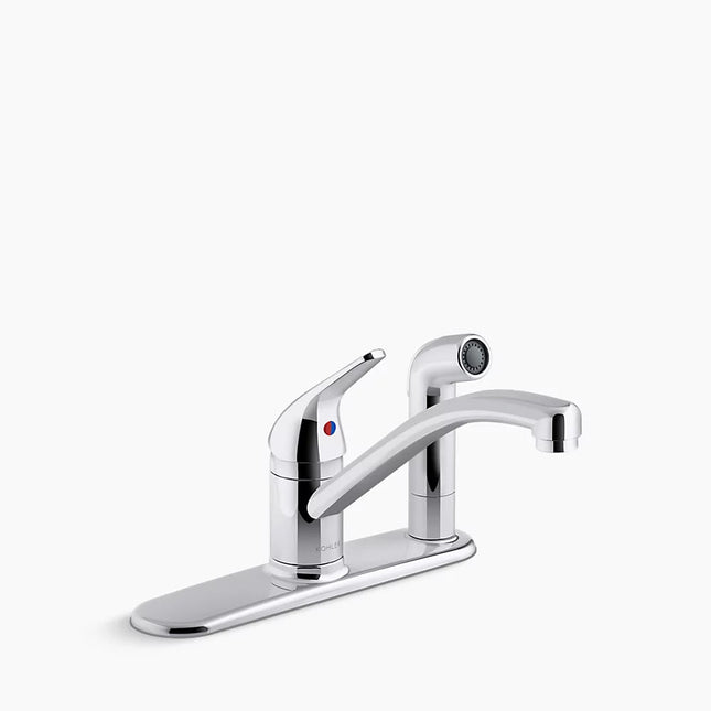Kohler Jolt Single-handle kitchen sink faucet with side sprayer K-30615-CP - Plumbing Market