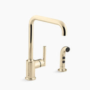 Kohler Purist Single-handle kitchen sink faucet with side sprayer K-7508-AF - Plumbing Market