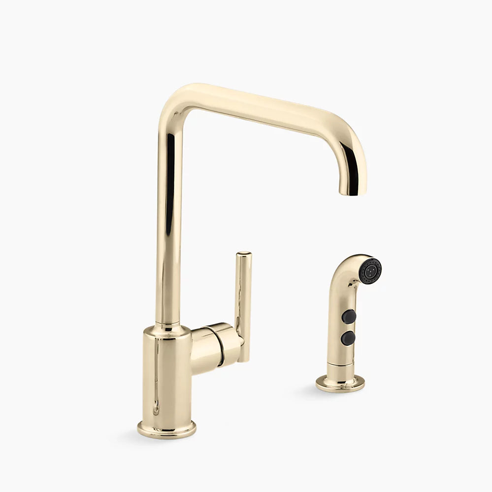 Kohler Purist Single-handle kitchen sink faucet with side sprayer K-7508-AF - Plumbing Market
