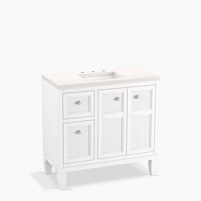 Kohler Hearthaven 36" bathroom vanity cabinet with sink and quartz top K-33537-ASB-0 - Plumbing Market