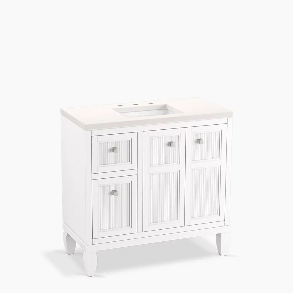 Kohler Hearthaven 36" bathroom vanity cabinet with sink and quartz top K-33537-ASB-0 - Plumbing Market