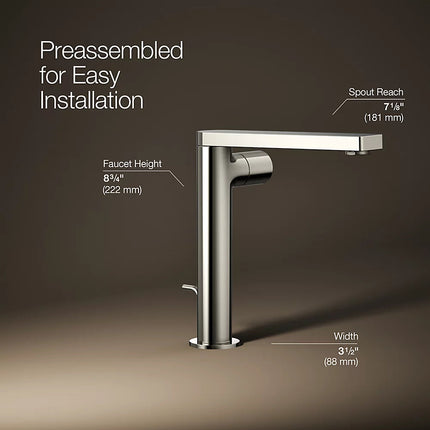 Kohler Composed Tall single-handle bathroom sink faucet with Cylindrical handle, 1.2 gpm K-73159-7-SN - Plumbing Market