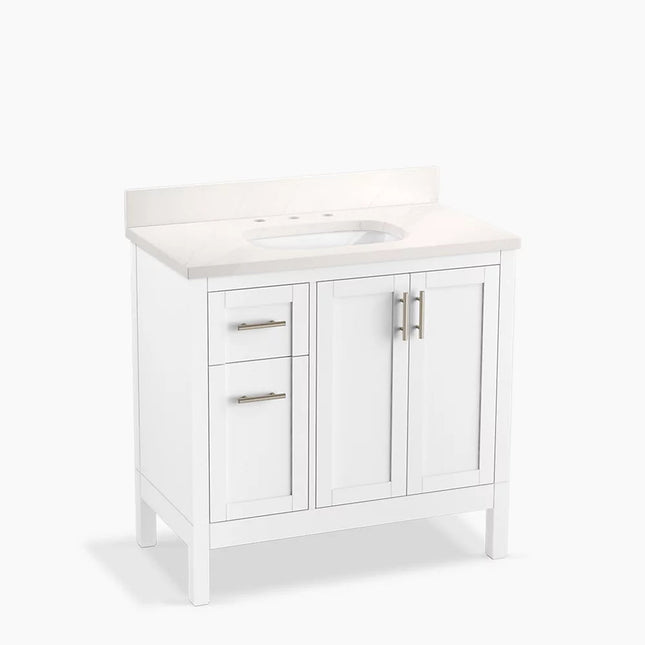 Kohler Hadron 36" bathroom vanity cabinet with sink and quartz top K-39605-ASB-0 - Plumbing Market