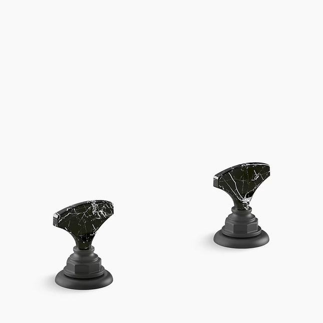 Kohler Artifacts Nero Marquina T-handle bathroom sink faucet handles K-98068-6NRO-BL - Plumbing Market