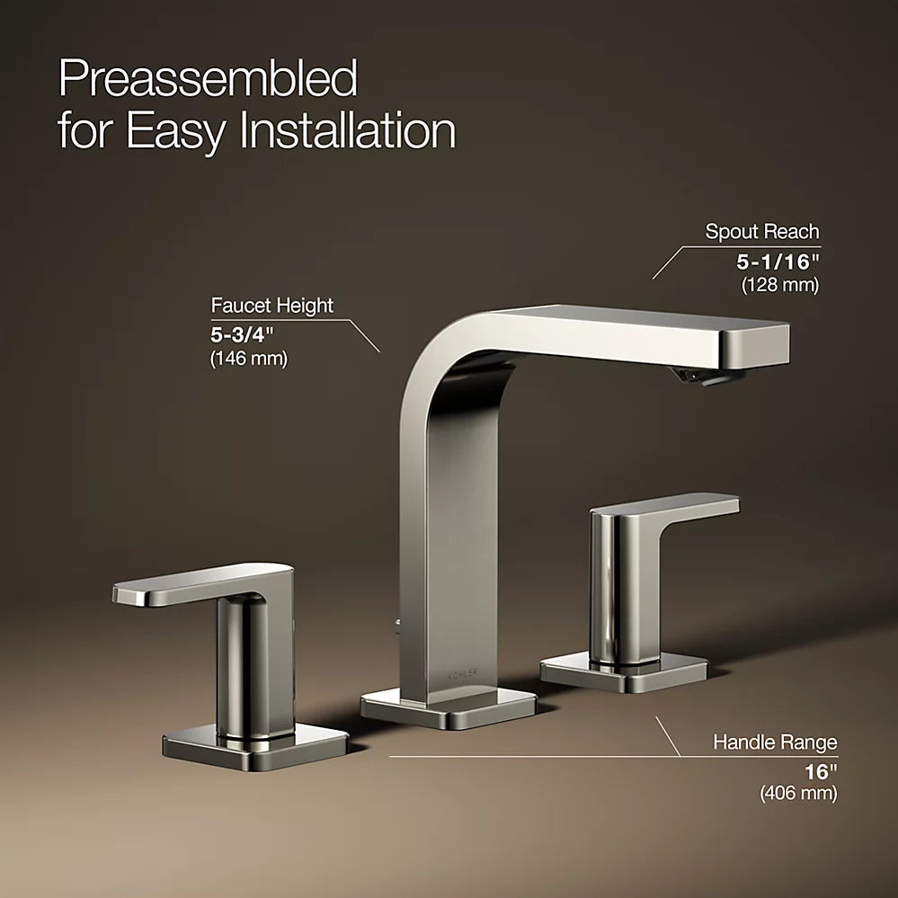 Kohler Parallel Widespread bathroom sink faucet, 0.5 gpm K-23484-4N-SN - Plumbing Market