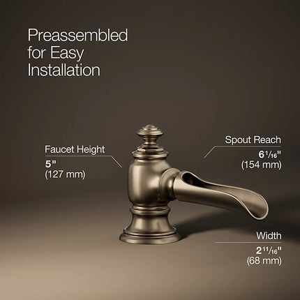 Kohler Artifacts with Flume design Bathroom sink faucet spout with Flume design, 1.2 gpm K-72761-BV - Plumbing Market