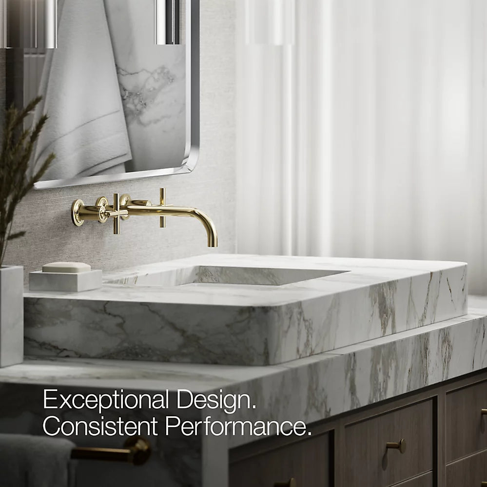 Kohler Purist Wall-mount bathroom sink faucet trim with Cross handles, 1.2 gpm K-T14414-3-AF - Plumbing Market
