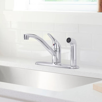 Kohler Jolt Single-handle kitchen sink faucet with side sprayer K-30615-CP - Plumbing Market