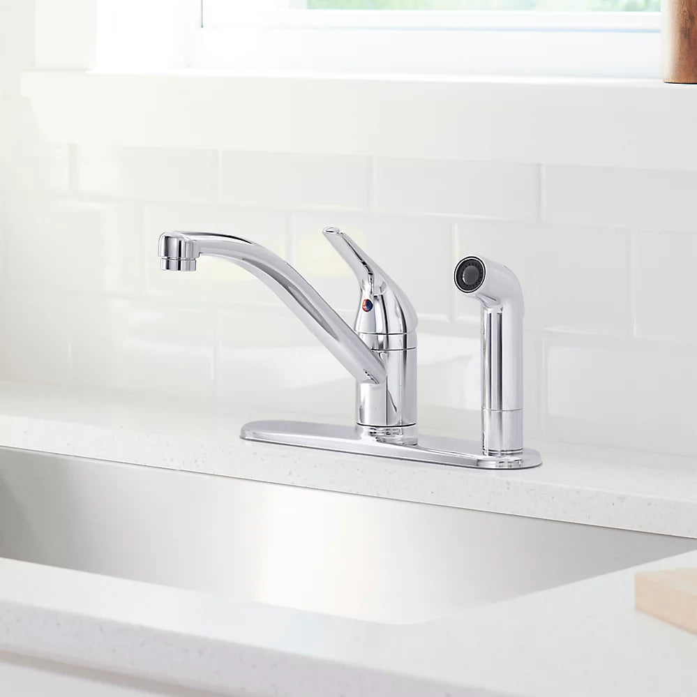 Kohler Jolt Single-handle kitchen sink faucet with side sprayer K-30615-CP - Plumbing Market