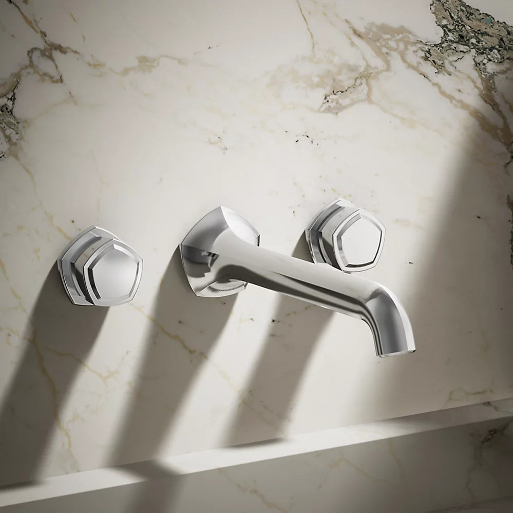 Kohler Occasion Wall-mount bathroom sink faucet Knob handle trim, 1.2 gpm K-T27013-9-CP - Plumbing Market