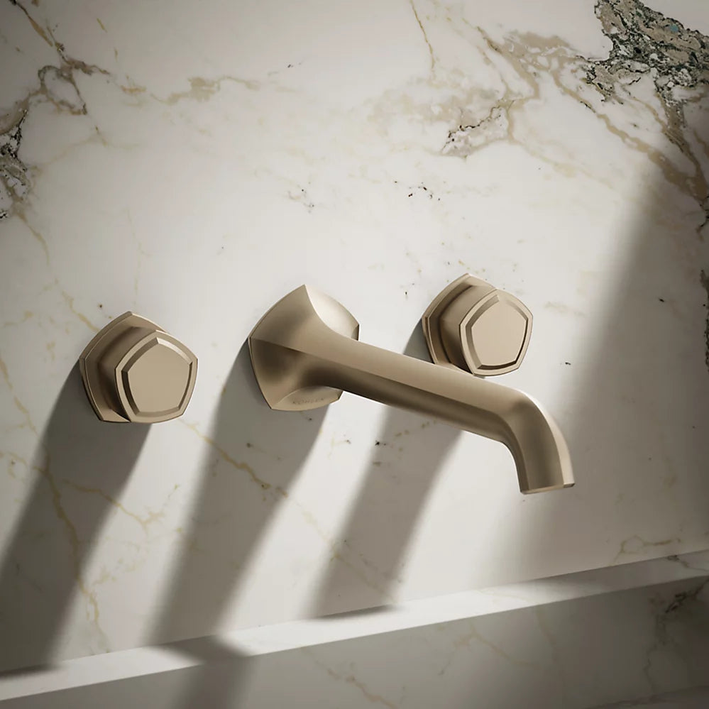 Kohler Occasion Wall-mount bathroom sink faucet Knob handle trim, 1.2 gpm K-T27013-9-BV - Plumbing Market