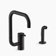 Kohler Components Single-handle kitchen sink faucet with two-function extended-reach spout and side sprayer K-28274-BL - Plumbing Market