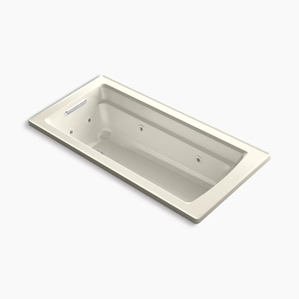 Kohler Archer 66" x 32" drop-in whirlpool bath with Bask heated surface K-1949-W1-96 - Plumbing Market