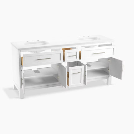 Kohler Quo 72" bathroom vanity cabinet with sinks and quartz top K-31247-ASB-0 - Plumbing Market