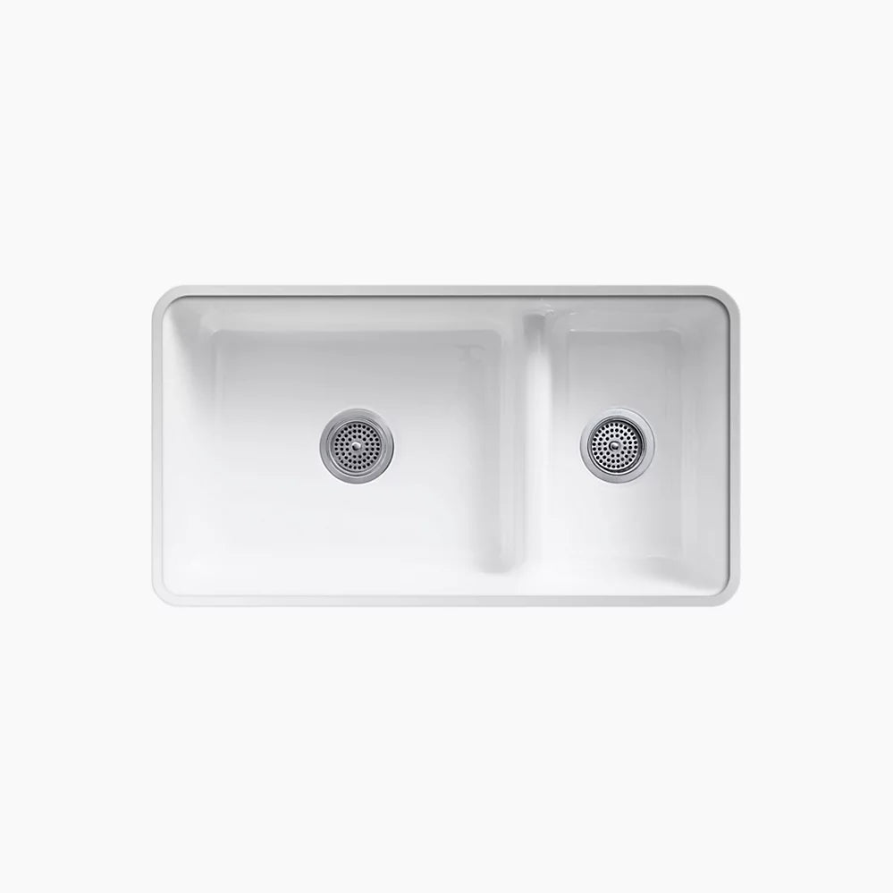 Kohler Iron/Tones Smart Divide 33" top-/undermount double-bowl kitchen sink K-6625-TRF - Plumbing Market
