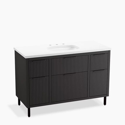 Kohler Spacity 48" wall-hung bathroom vanity cabinet with sink and quartz top K-32172-ASB-DKS - Plumbing Market
