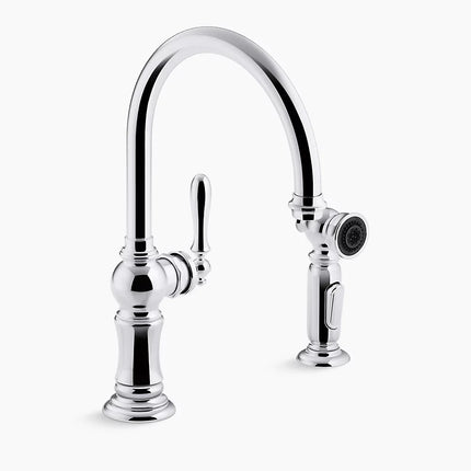 Kohler Artifacts Single-handle kitchen sink faucet with two-function sprayhead K-99262-CP - Plumbing Market