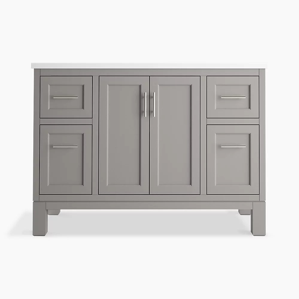 Kohler Quo 48" bathroom vanity cabinet with sink and quartz top K-28383-ASB-1WT - Plumbing Market
