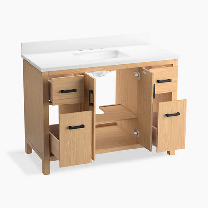 Kohler Kresla 48" bathroom vanity cabinet with sink and quartz top K-40640-BD1-WEK - Plumbing Market