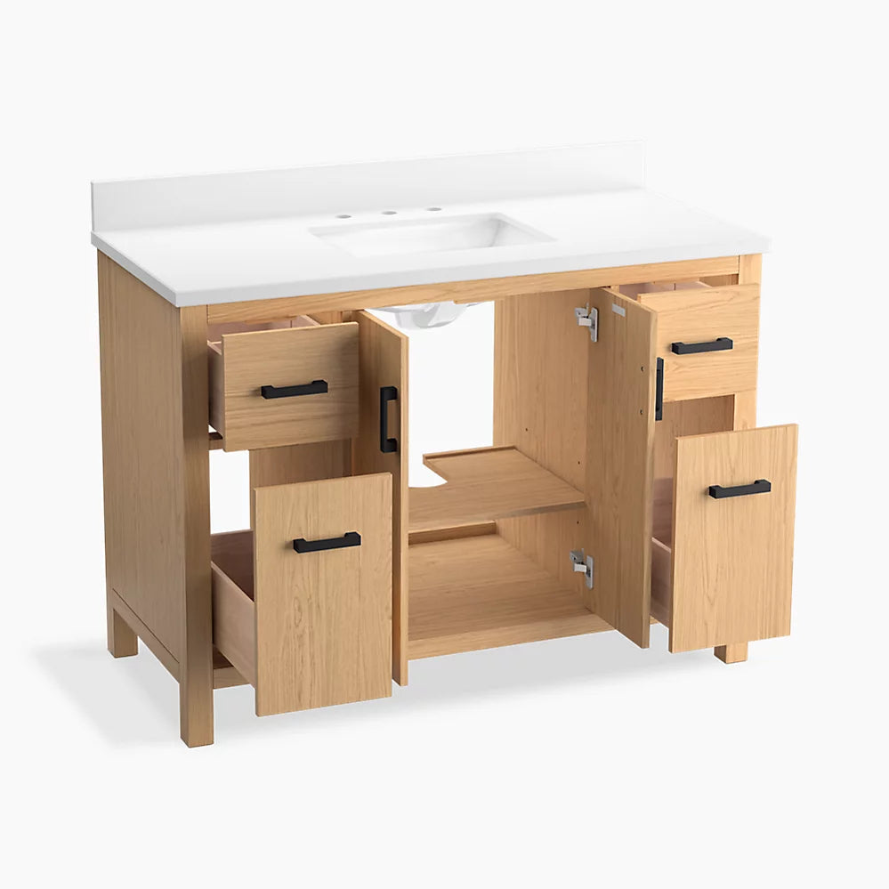Kohler Kresla 48" bathroom vanity cabinet with sink and quartz top K-40640-BD1-WEK - Plumbing Market