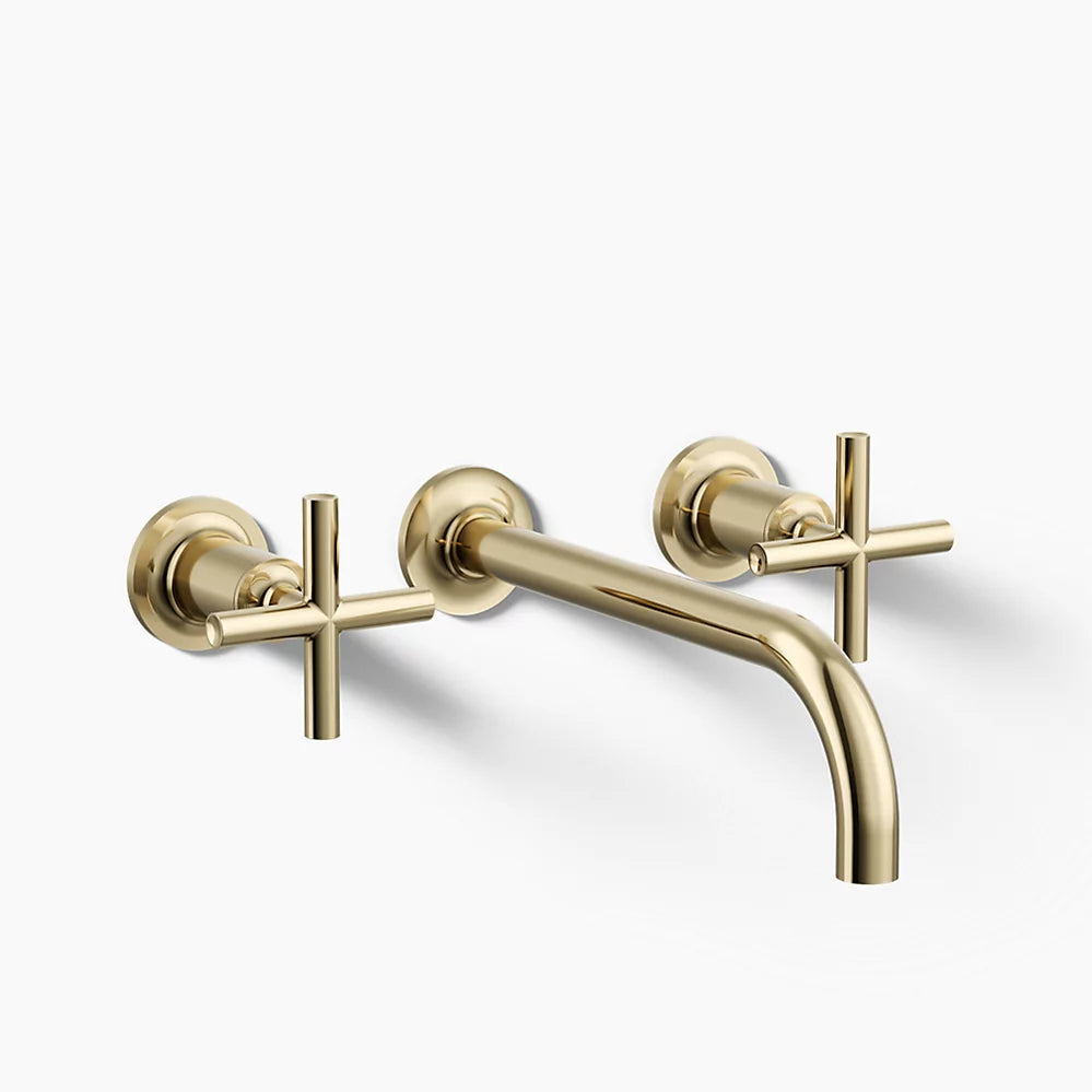 Kohler Purist Wall-mount bathroom sink faucet trim with Cross handles, 1.2 gpm K-T14414-3-AF - Plumbing Market