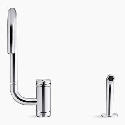Kohler Components Single-handle kitchen sink faucet with two-function extended-reach spout and side sprayer K-28272-AF - Plumbing Market