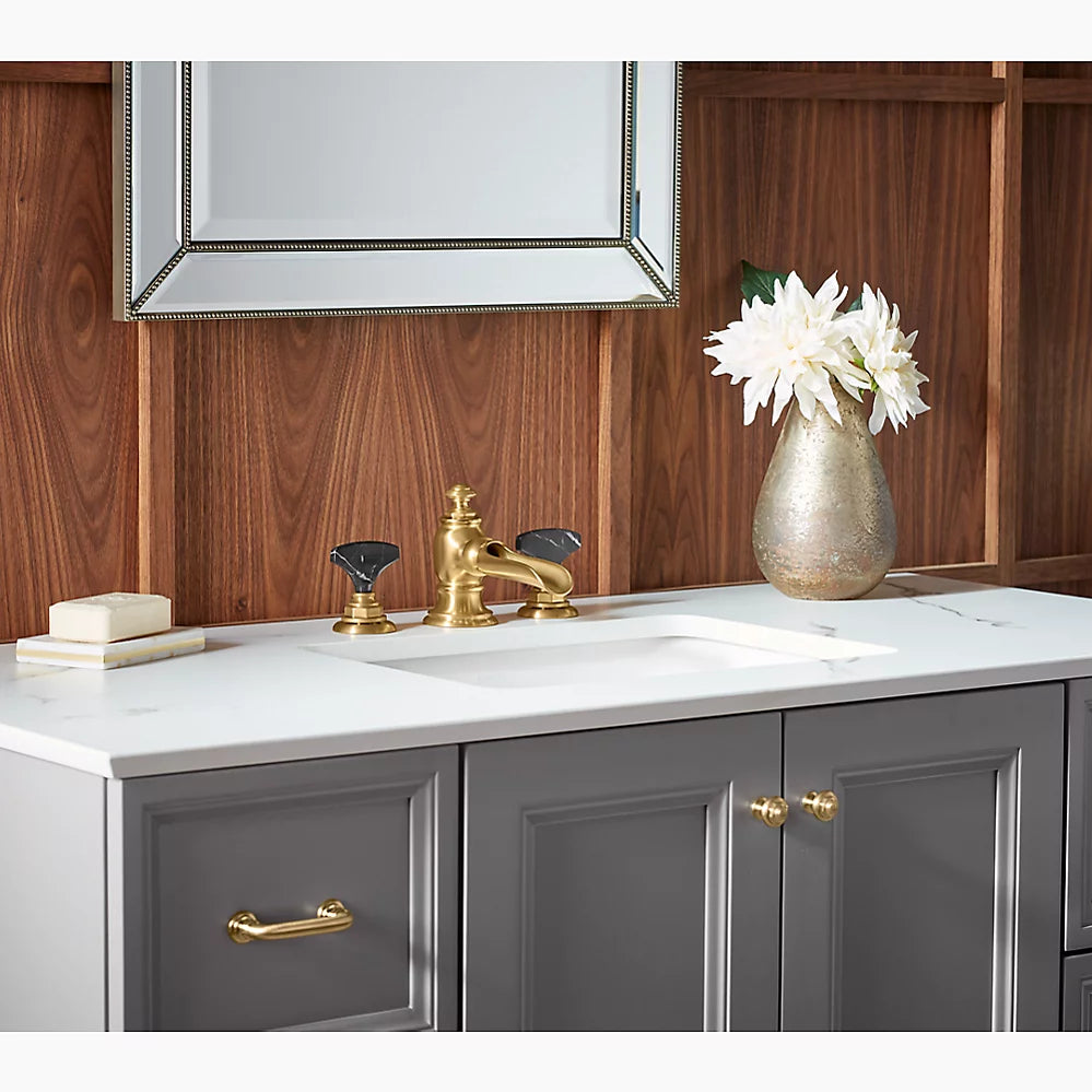 Kohler Artifacts Nero Marquina T-handle bathroom sink faucet handles K-98068-6NRO-BV - Plumbing Market