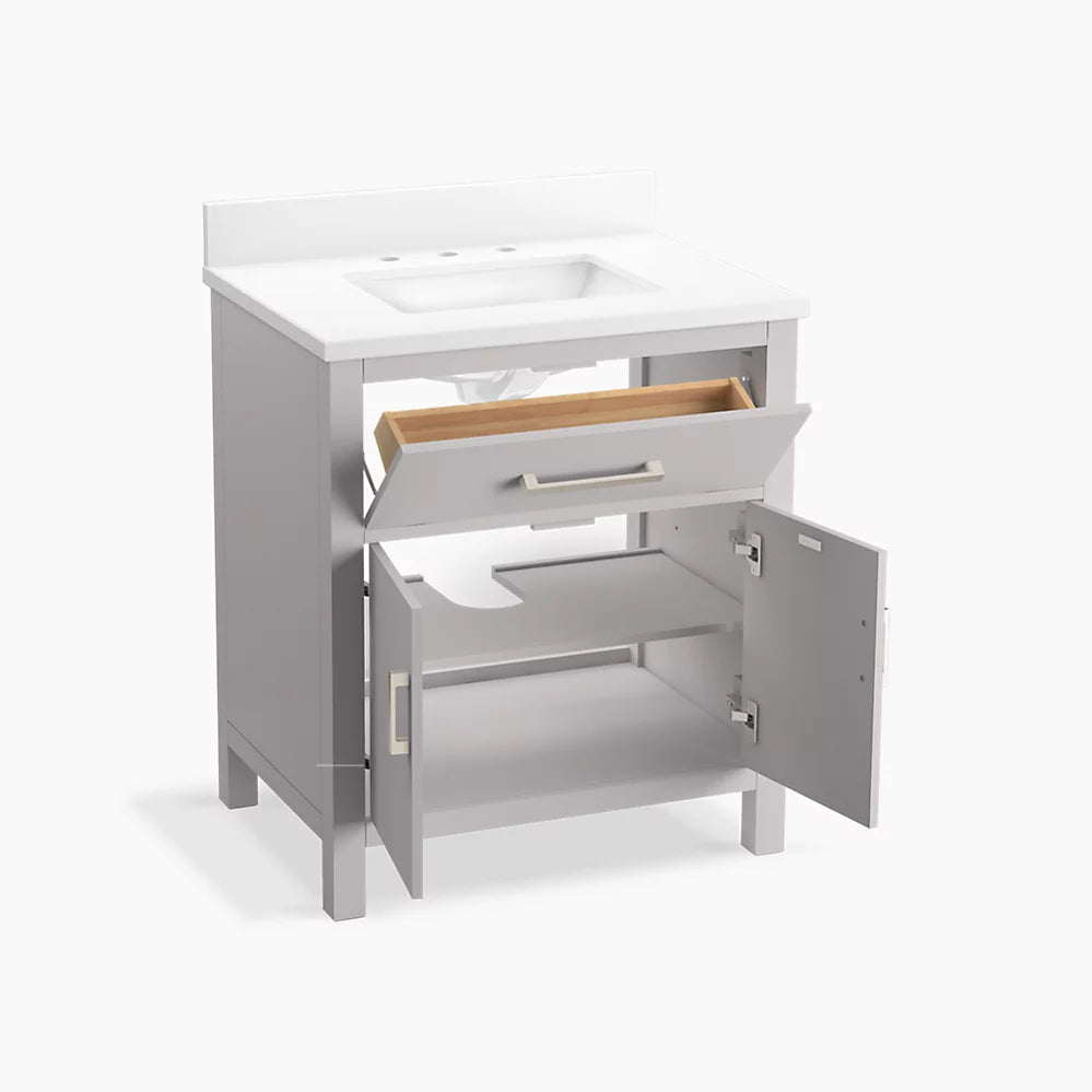 Kohler Kresla 30" bathroom vanity cabinet with sink and quartz top K-40638-BD1-AGA - Plumbing Market