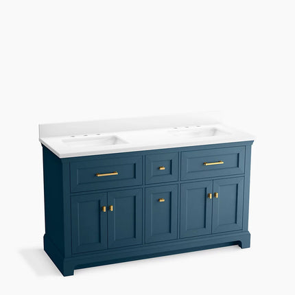 Kohler Charlemont 60" bathroom vanity cabinet with sinks and quartz top K-29263-BD1-TDB - Plumbing Market
