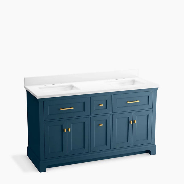 Kohler Charlemont 60" bathroom vanity cabinet with sinks and quartz top K-29263-BD1-TDB - Plumbing Market