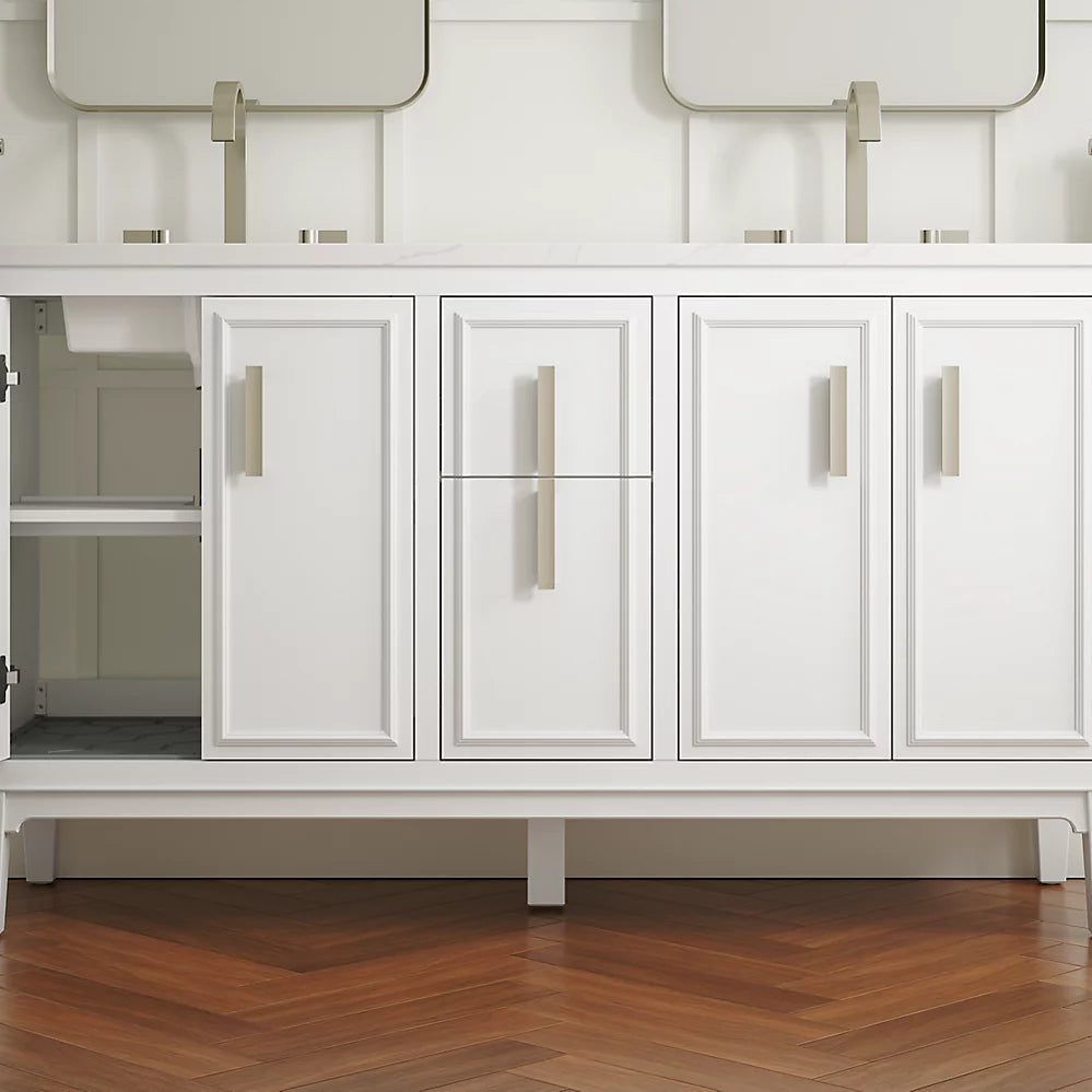 Kohler Southerk 60" bathroom vanity cabinet with sinks and quartz top K-33547-ASB-0 - Plumbing Market