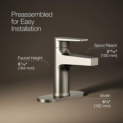Kohler Taut Single-handle bathroom sink faucet, 1.2 gpm K-74021-4-BN - Plumbing Market