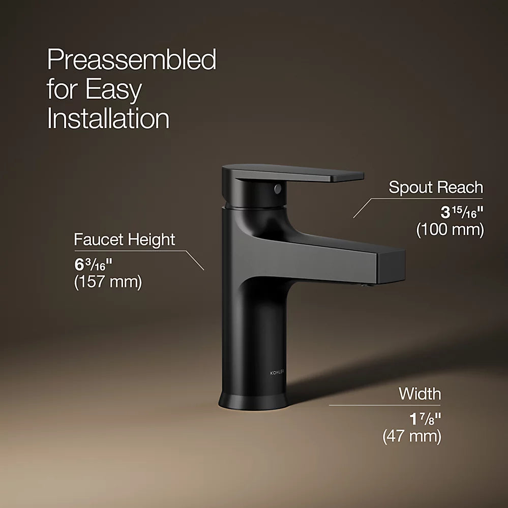 Kohler Taut Single-handle bathroom sink faucet, 1.2 gpm K-74013-4-BL - Plumbing Market