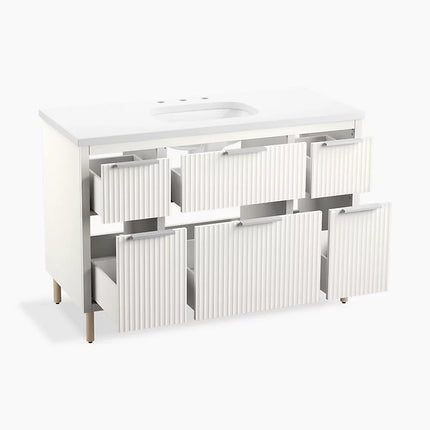 Kohler Spacity 48" wall-hung bathroom vanity cabinet with sink and quartz top K-32172-ASB-0 - Plumbing Market