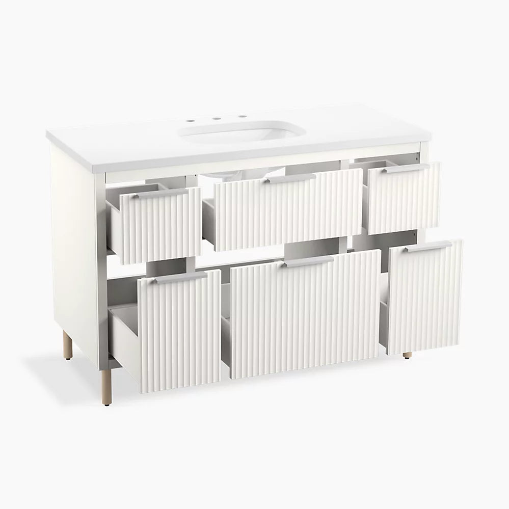 Kohler Spacity 48" wall-hung bathroom vanity cabinet with sink and quartz top K-32172-ASB-0 - Plumbing Market