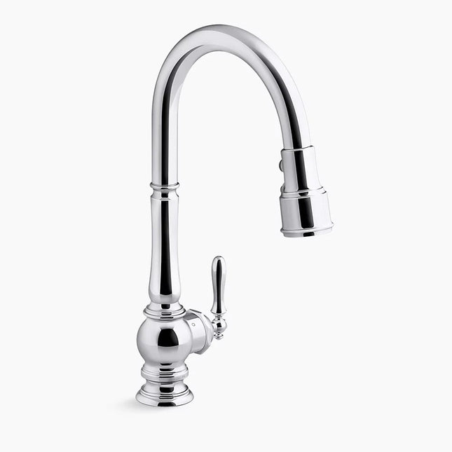 Kohler Artifacts Touchless pull-down kitchen sink faucet with three-function sprayhead K-29709-CP - Plumbing Market