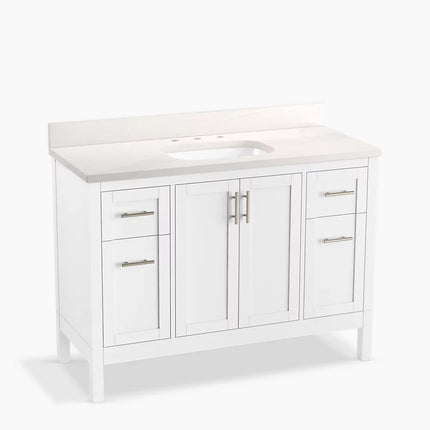 Kohler Hadron 48" bathroom vanity cabinet with sink and quartz top K-39606-ASB-0 - Plumbing Market