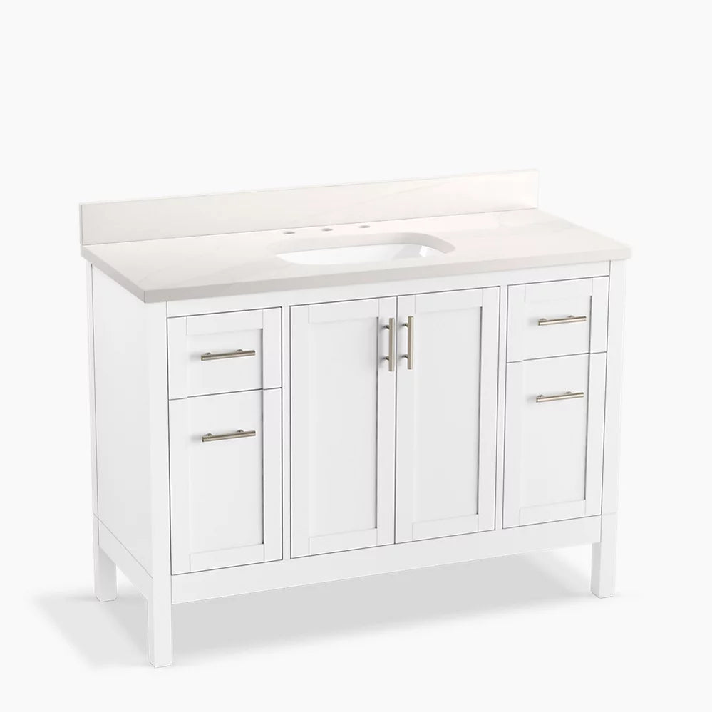 Kohler Hadron 48" bathroom vanity cabinet with sink and quartz top K-39606-ASB-0 - Plumbing Market