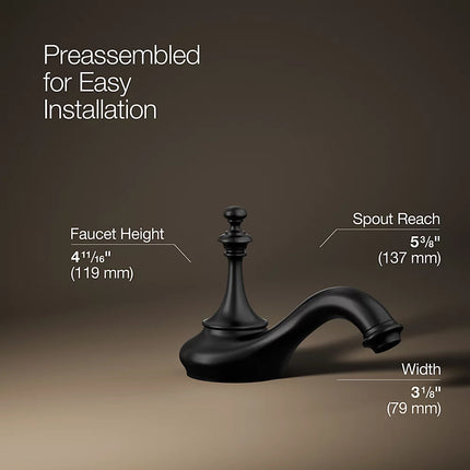 Kohler Artifacts with Tea design Bathroom sink faucet spout with Tea design, 1.2 gpm K-72758-BL - Plumbing Market