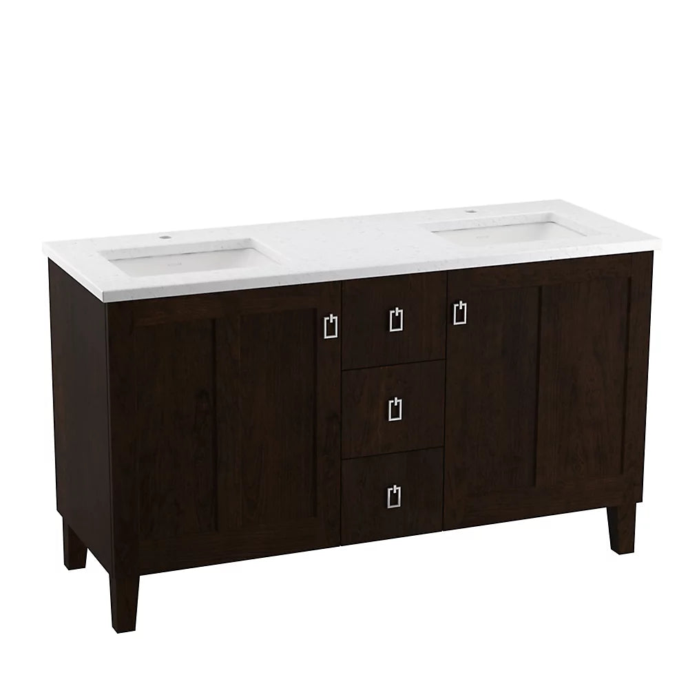 Kohler Poplin 60" bathroom vanity cabinet K-99537-LG-1WB - Plumbing Market