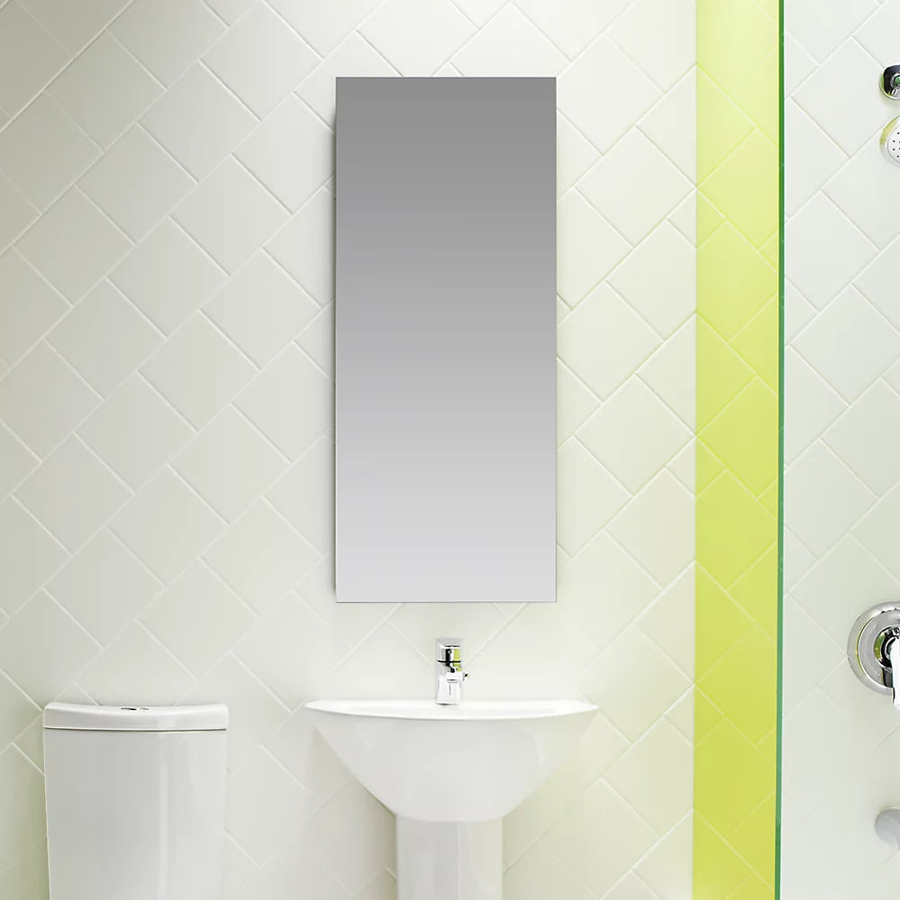 Kohler Catalan 15" W x 36-1/8" H aluminum single-door medicine cabinet with 107 degree hinge K-2913-PG-SAA - Plumbing Market